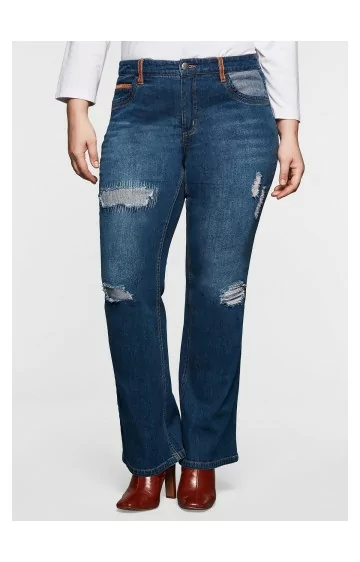 Stilingi Sheego džinsai su plėšymo efektais