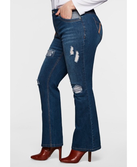 Stilingi Sheego džinsai su plėšymo efektais