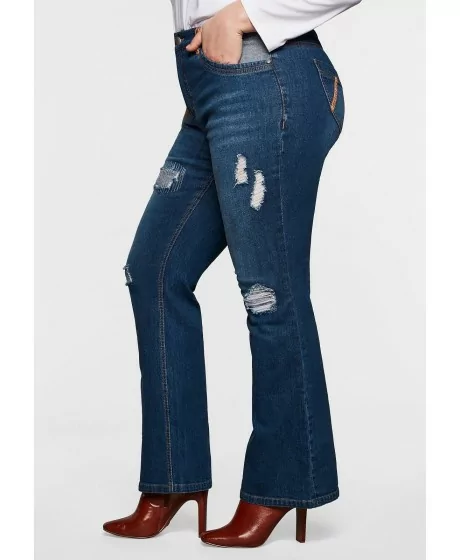 Stilingi Sheego džinsai su plėšymo efektais