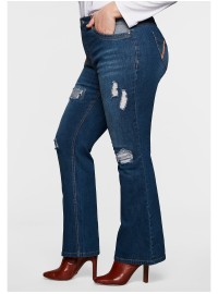 Stilingi Sheego džinsai su plėšymo efektais