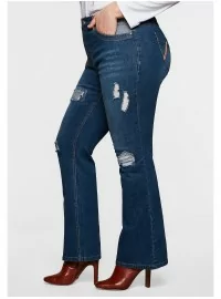 Stilingi Sheego džinsai su plėšymo efektais