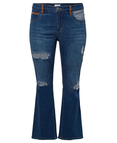 Stilingi Sheego džinsai su plėšymo efektais