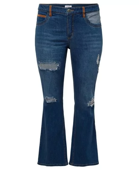 Stilingi Sheego džinsai su plėšymo efektais