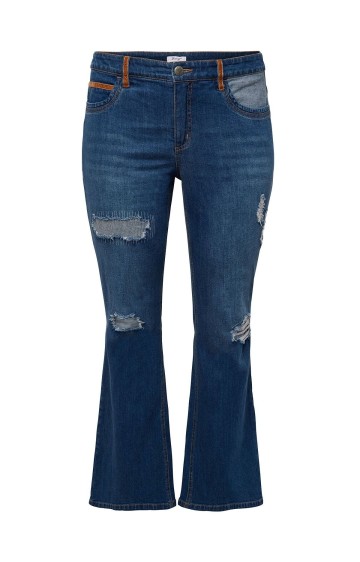 Stilingi Sheego džinsai su plėšymo efektais