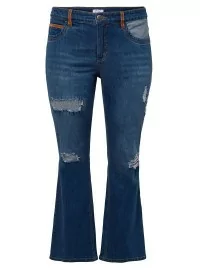 Stilingi Sheego džinsai su plėšymo efektais