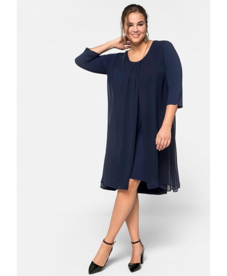 Sheego trikotažo suknelė viršutiniu šifono sluoksniu