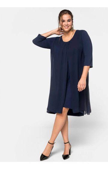 Sheego trikotažo suknelė viršutiniu šifono sluoksniu