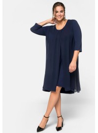 Sheego trikotažo suknelė viršutiniu šifono sluoksniu