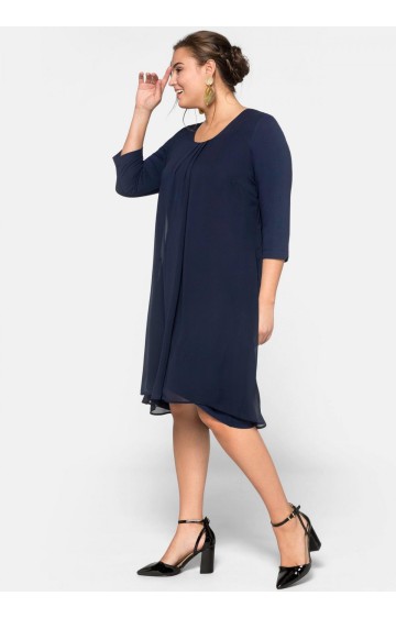 Sheego trikotažo suknelė viršutiniu šifono sluoksniu