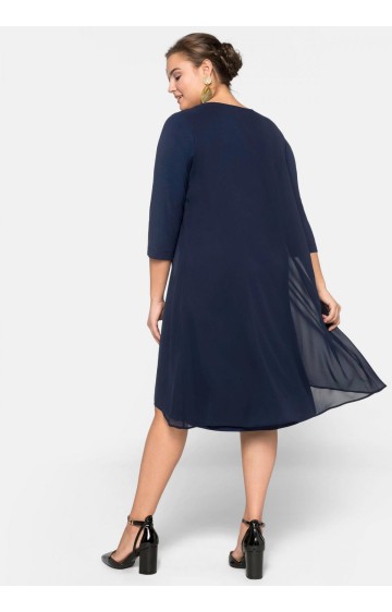 Sheego trikotažo suknelė viršutiniu šifono sluoksniu