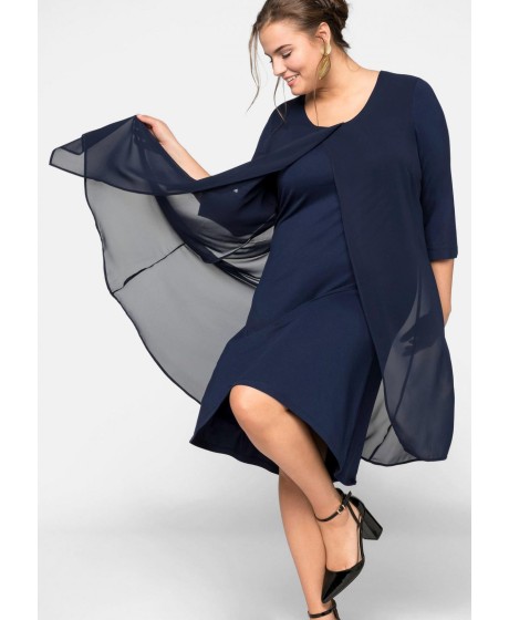 Sheego trikotažo suknelė viršutiniu šifono sluoksniu