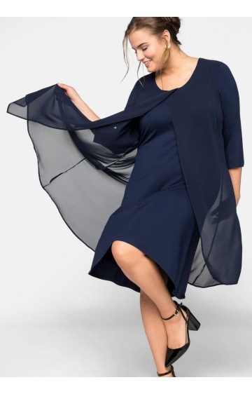 Sheego trikotažo suknelė viršutiniu šifono sluoksniu