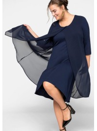 Sheego trikotažo suknelė viršutiniu šifono sluoksniu