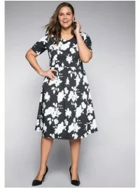 Sheego medvilnės suknelė su kūną formuojančiu apatiniu A Sheego - 1