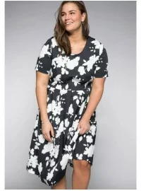 Sheego medvilnės suknelė su kūną formuojančiu apatiniu A Sheego - 2