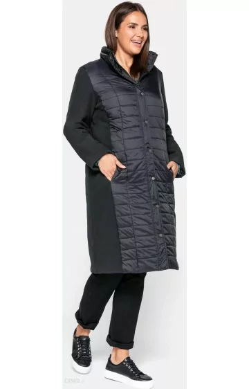 Kombinuotų audinių dygsniuotas Sheego paltas Sheego - 1