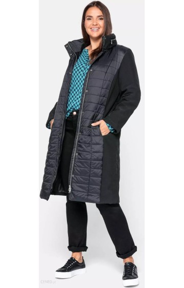 Kombinuotų audinių dygsniuotas Sheego paltas Sheego - 2