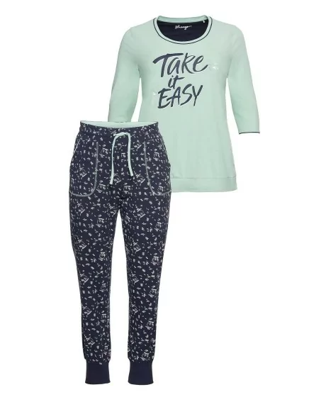 Kontrastingų spalvų Sheego pižama su ilgomis kelnėmis