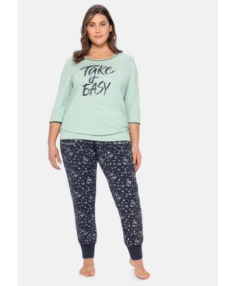 Kontrastingų spalvų Sheego pižama su ilgomis kelnėmis