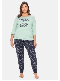 Kontrastingų spalvų Sheego pižama su ilgomis kelnėmis