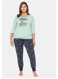 Kontrastingų spalvų Sheego pižama su ilgomis kelnėmis