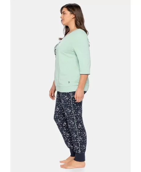 Kontrastingų spalvų Sheego pižama su ilgomis kelnėmis