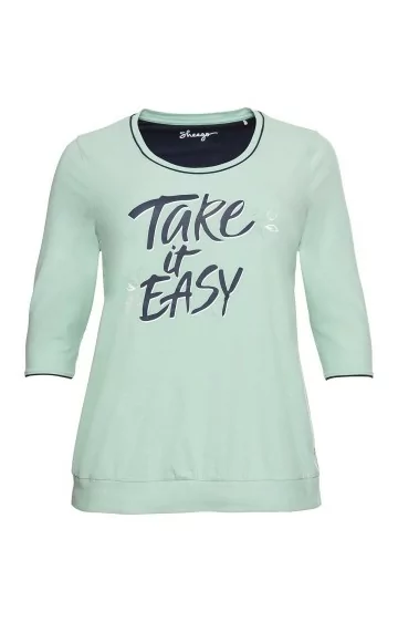 Kontrastingų spalvų Sheego pižama su ilgomis kelnėmis