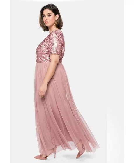 Vakarinė Sheego suknelė trumpomis rankovėmis