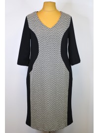 Sheego trikotažo suknelė su grafinio rašto intarpu priekyje