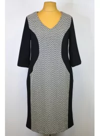 Sheego trikotažo suknelė su grafinio rašto intarpu priekyje