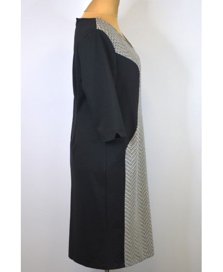 Sheego trikotažo suknelė su grafinio rašto intarpu priekyje