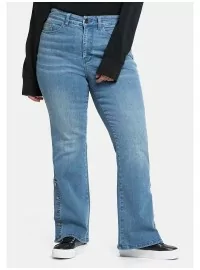 Platėjantys Sheego džinsai su dekoratyviais skeltukais Platėjantys Sheego džinsai su dekoratyviais skeltukais