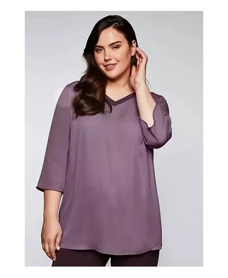 Sheego šifono tunika 3/4 ilgio rankovėmis