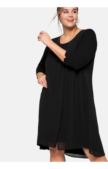 Sheego trikotažo suknelė viršutiniu šifono sluoksniu