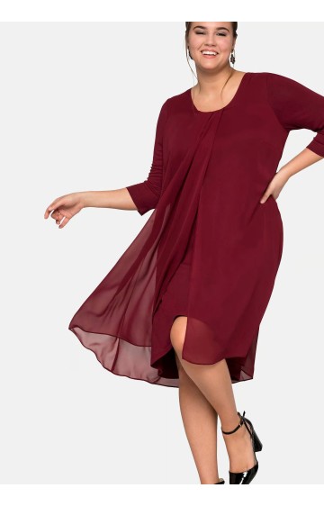 Sheego trikotažo suknelė viršutiniu šifono sluoksniu