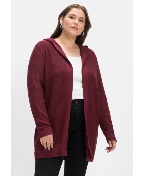 Sheego medvilnės kardiganas su gobtuvu