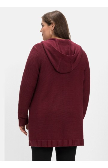 Sheego medvilnės kardiganas su gobtuvu