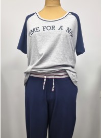 Sheego medvilnės pižama su bridžų stiliaus kelnėmis