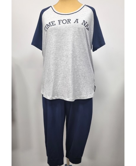 Sheego medvilnės pižama su bridžų stiliaus kelnėmis