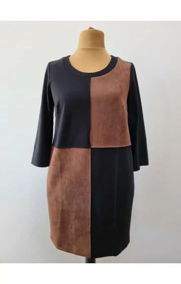 AMY VERMONT džersio suknelė su kišenėm ir odos imitacijos