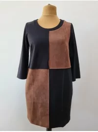 AMY VERMONT džersio suknelė su kišenėm ir odos imitacijos