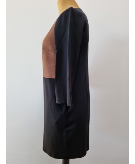 AMY VERMONT džersio suknelė su kišenėm ir odos imitacijos