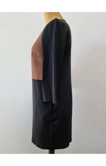 AMY VERMONT džersio suknelė su kišenėm ir odos imitacijos