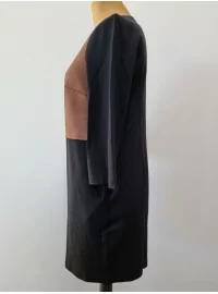 AMY VERMONT džersio suknelė su kišenėm ir odos imitacijos