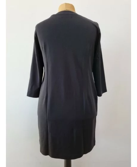 AMY VERMONT džersio suknelė su kišenėm ir odos imitacijos