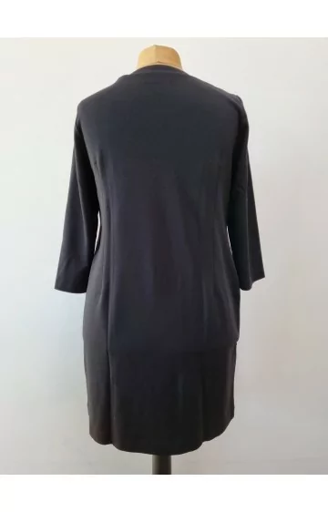 AMY VERMONT džersio suknelė su kišenėm ir odos imitacijos