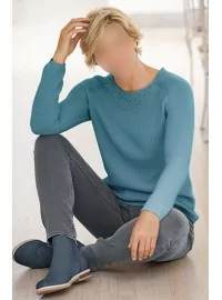 Plonos medvilnės mišinio megztinis Bianca