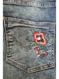 H.I.S. džinsai su siuvinėta kišenes ir aukštesniu liemeniu